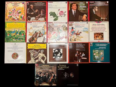 Lot de 20 disques 33 tours de musique classique dans 15 albu…