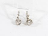 paire de boucles d'oreilles en argent ornées de cristaux transparents sur une surface transparente