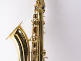une image représentant un saxophone doré sur fond noir et blanc
