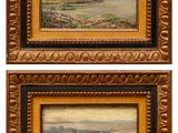 une paire de peintures à l'huile représentant un paysage