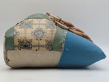 a small blue and white bag with a zipper on it