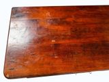 a close up of a wooden table on a white background