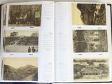 an open book with pictures of people and animals in it