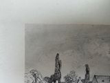 a black and white drawing of two people on a bench
