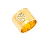 a close up of a gold ring with diamonds on it