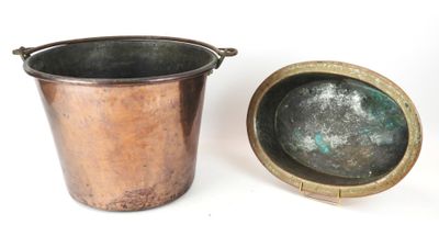 a small copper pot next to a larger copper pot