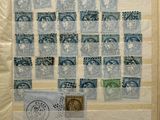 a picture of an old book with stamps on it