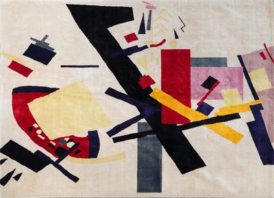 an image of a rug with a painting on it