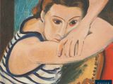 a painting of a woman sitting on a chair
