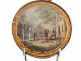 une image représentant un tableau où l'on voit un groupe d'hommes en train de jouer au golf