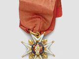 an image of a red ribbon with a gold star on it