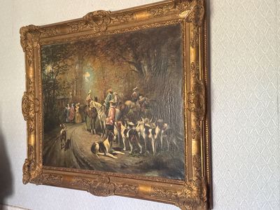 a painting hanging on the wall of a room