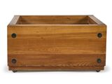 a wooden box with a handle on a white background