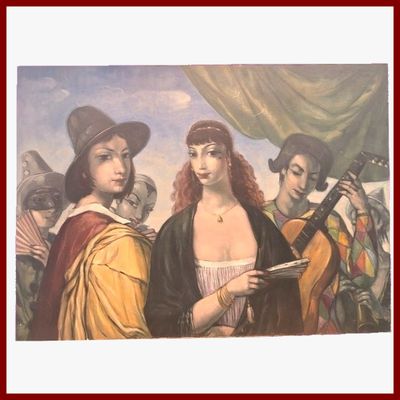 MAIRE Henri 1898-1984 : Arlequin et Colombine, 1972.
