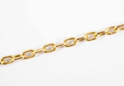 a close up of a gold chain on a white background