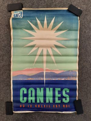 an old poster of a star in the sky on a carpet