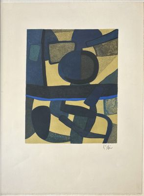 une image représentant une peinture abstraite bleue et jaune