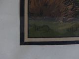 a painting on the wall of a room with a picture on it