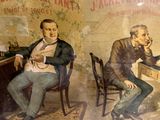 a painting of two men sitting at a table