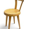 a wooden chair with a wooden seat on a white background