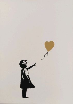 BANKSY (d'après) by WCP. Girl with Gold Balloon.