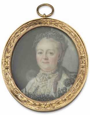 Portrait Miniature DE L’ImpÉRatrice Catherine II DE Russie, …