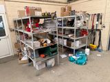 a garage with a lot of tools and supplies on the shelves