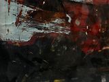 une peinture représentant un bateau rouge et blanc sur l'eau