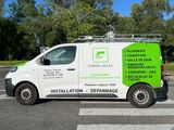 a van that is parked on the side of the road