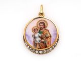 a close up of a picture of a jesus holding a child