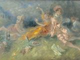 an image of a painting of a group of people in a field