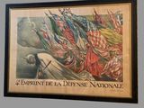 painting of a painting of a man holding a sword in front of a group of american flags
