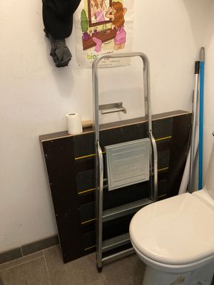 a white toilet sitting in a bathroom next to a sink