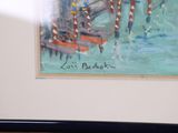 a picture of a painting of a boat in the water
