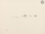 une image représentant un dessin d'un groupe d'arbres dans un champ