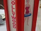 a red and white box with a picture of a woman on it