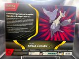 display case for a pokemon card game with a picture of mega - latass