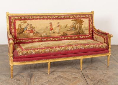Georges I JACOB (1739-1814). Large canapé en bois sculpté et…