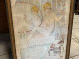 painting of a woman sitting in a bathtub with a mirror