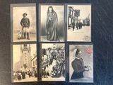several old black and white photos of a woman and a man