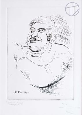 dessin représentant un homme avec une cigarette à la bouche et le signe de la paix en arrière-plan
