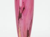 purple glass vase with a pink base on a white background