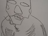 drawing of a man with a skull on his face