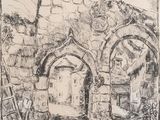 dessin représentant une porte dans un bâtiment en pierre