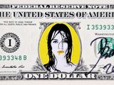 une image d'un billet d'un dollar sur lequel figure le portrait d'une femme