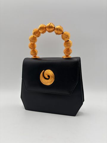 Édouard RAMBAUD, Paris - Jolie petit sac en cuir bleu marine, ans...