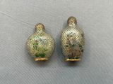 paire de tabatières chinoises de type « cloissant » ornées de motifs floraux