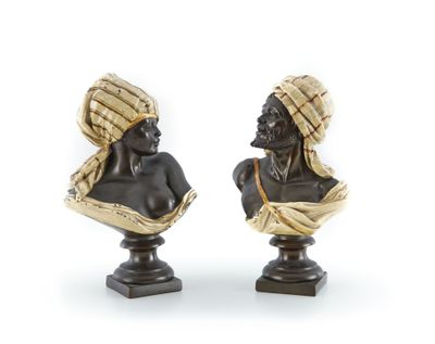 paire de bustes africains représentant un homme et une femme