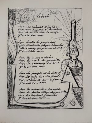 an ink drawing of a poem on a piece of paper