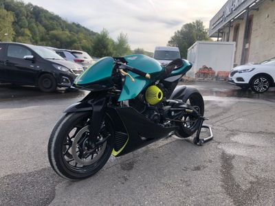 a motorcycle that is parked in a parking lot